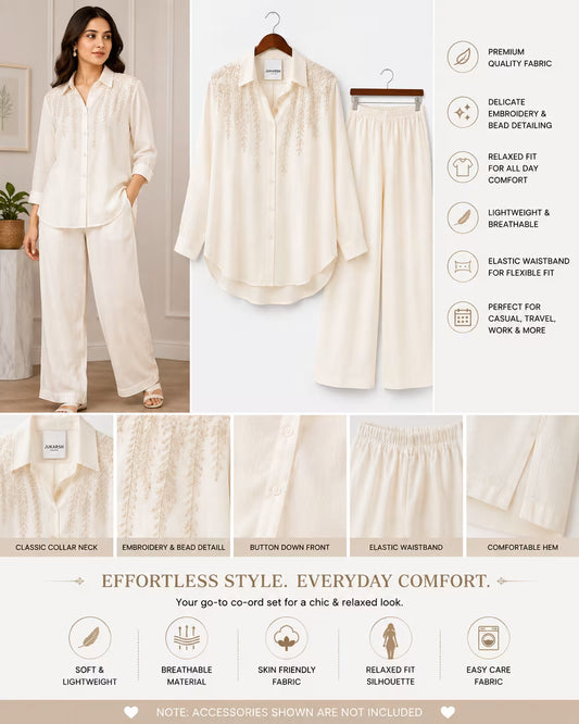 Women’s Embroidered Shirt & Pant Co-Ord Set