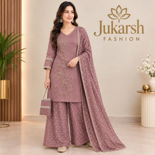Salsa Festive Wear Embroidered Suit Set with Dupatta & Pouch | Salsa Print Suit for Women