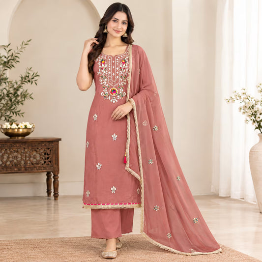 Jukarsh Fashion Rashmika Embroidered Unstitched Suit
