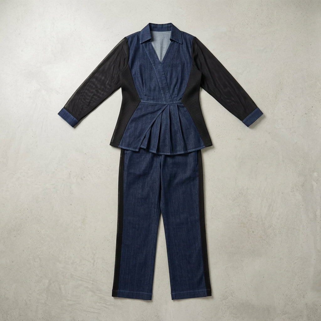 BLUE DENIM COORD SET WITH BLACK BY JUKARSH FASHION