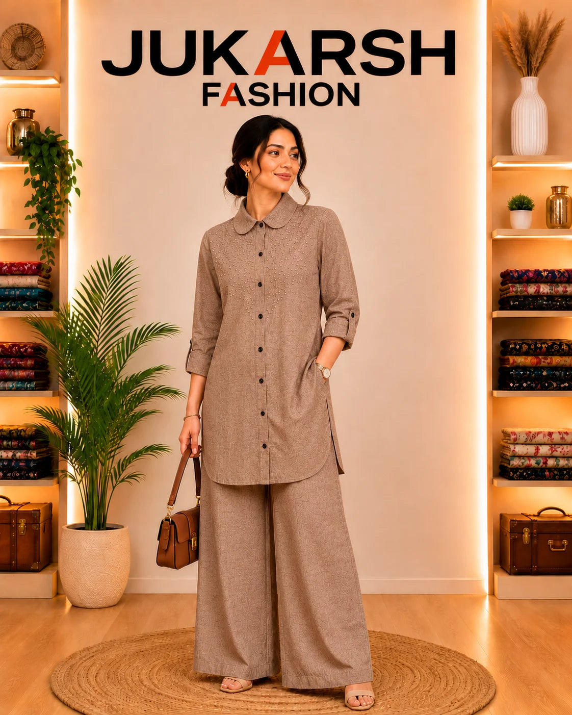 JUKARSH Fashion Embroidered Cotton Blend Long Shirt Tunic for Women