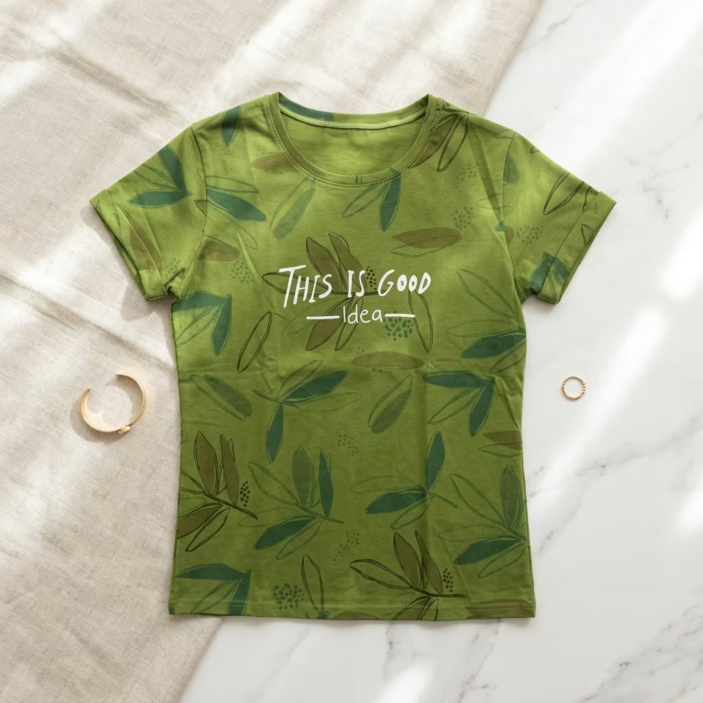 Women's Printed Cotton Blend Casual T-Shirt Top