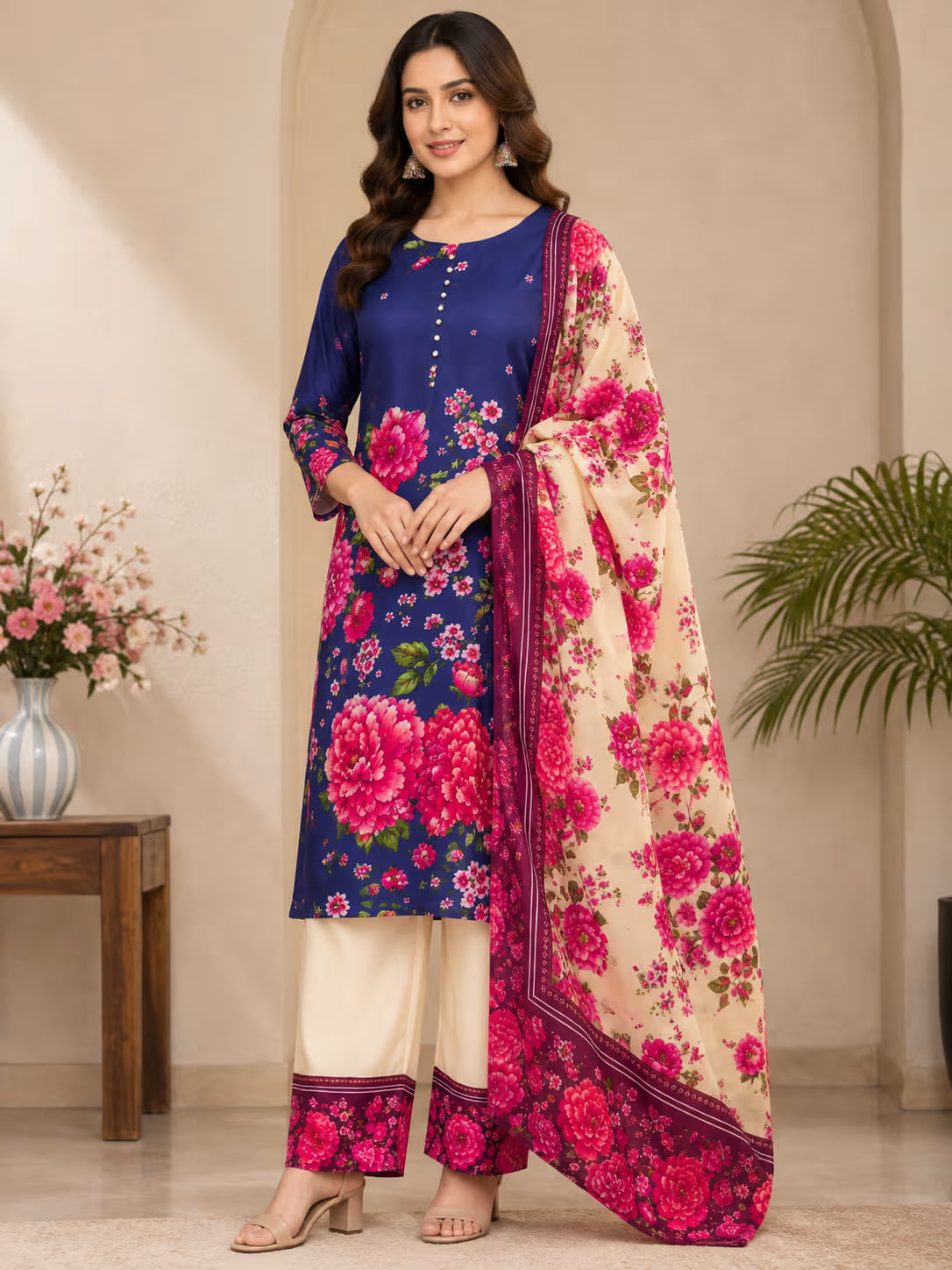 Women’s Floral Printed Kurta Salwar Suit Set