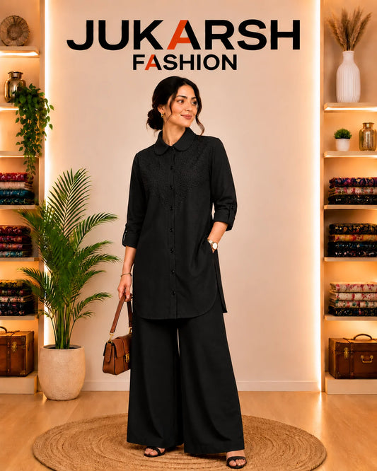 JUKARSH Fashion Embroidered Cotton Blend Long Shirt Tunic for Women