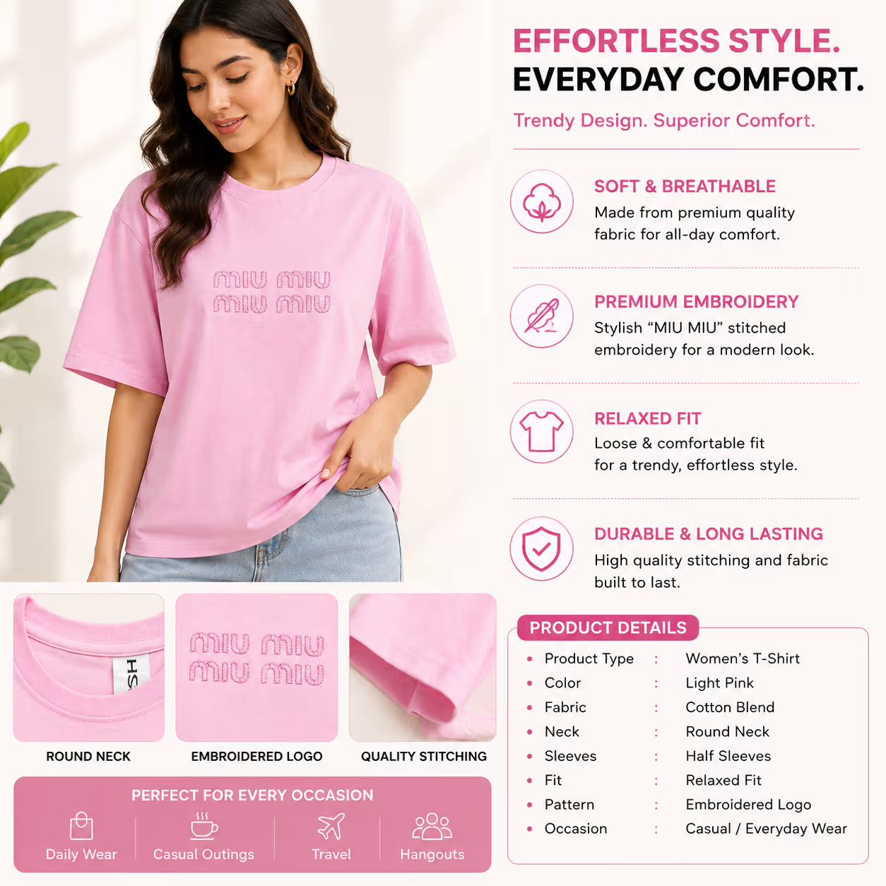Women’s Embroidered Oversized T-Shirt