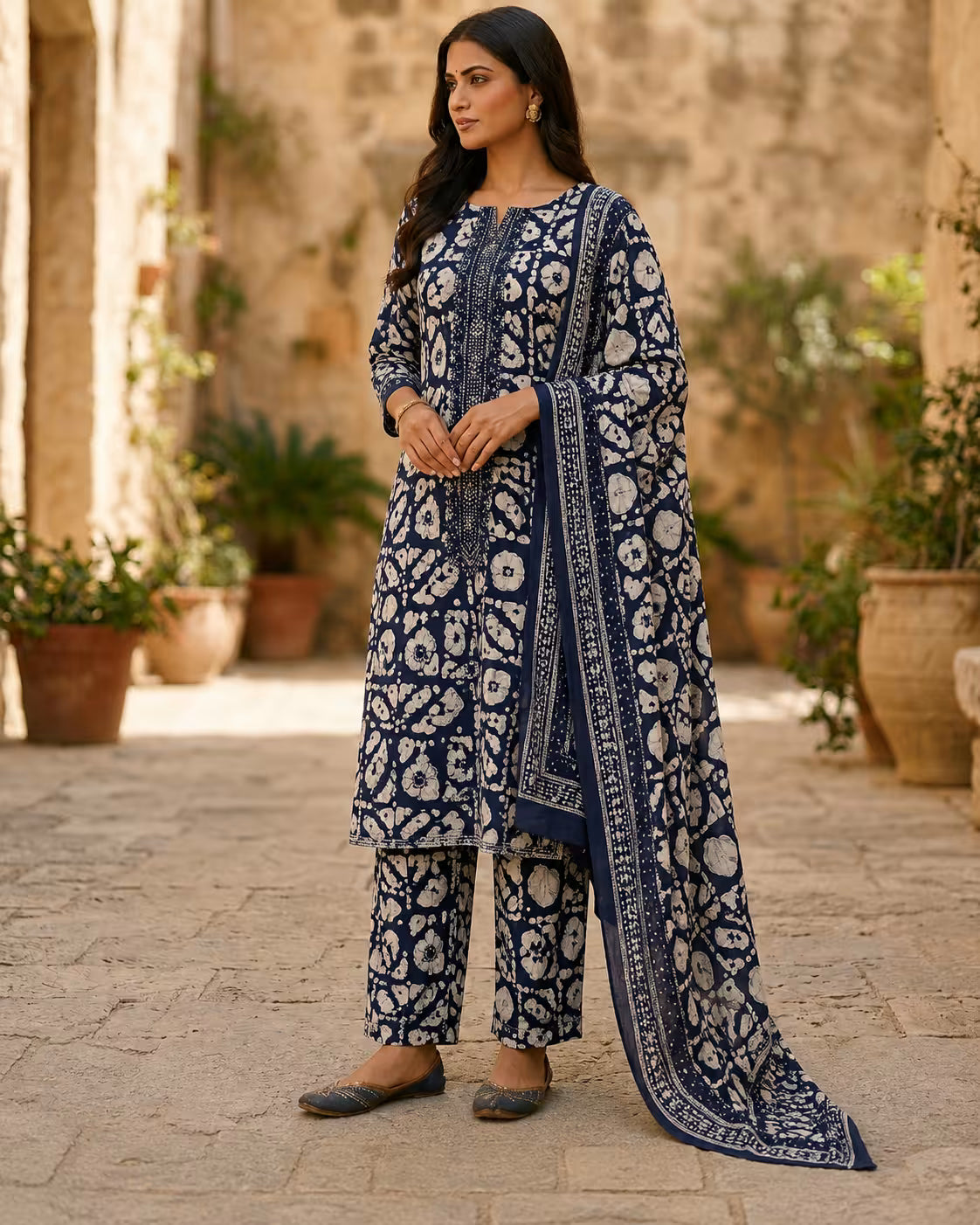Women’s Batik Print Kurta Salwar Suit Set