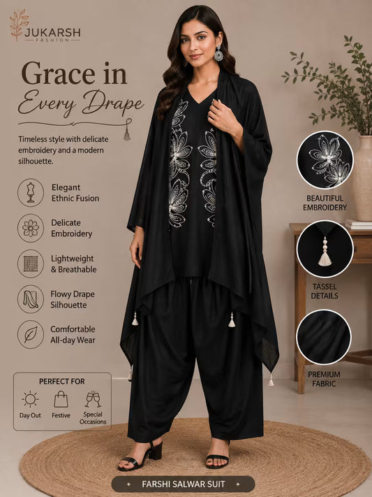 Jukarsh Fashion Women's Embroidered 3-Piece Co-Ord Set