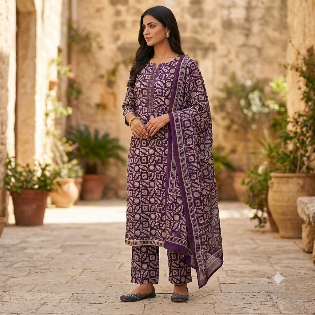 Women’s Batik Print Kurta Salwar Suit Set