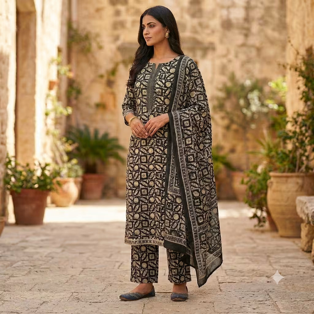 Women’s Batik Print Kurta Salwar Suit Set