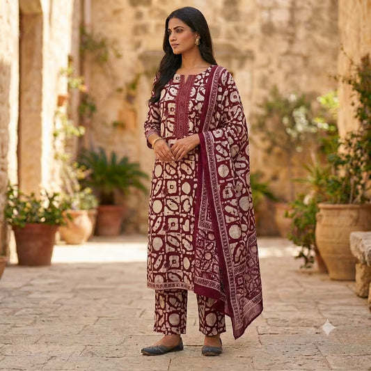 Women’s Batik Print Kurta Salwar Suit Set