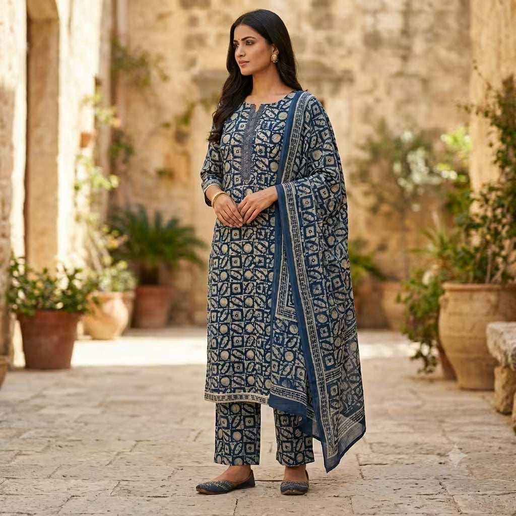 Women’s Batik Print Kurta Salwar Suit Set