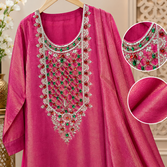 Elegant Pink Embroidered Kurta with Matching Dupatta | Designer Ethnic Wear