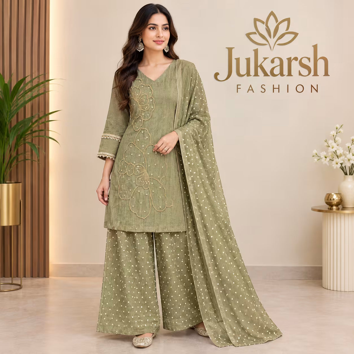 Salsa Festive Wear Embroidered Suit Set with Dupatta & Pouch | Salsa Print Suit for Women