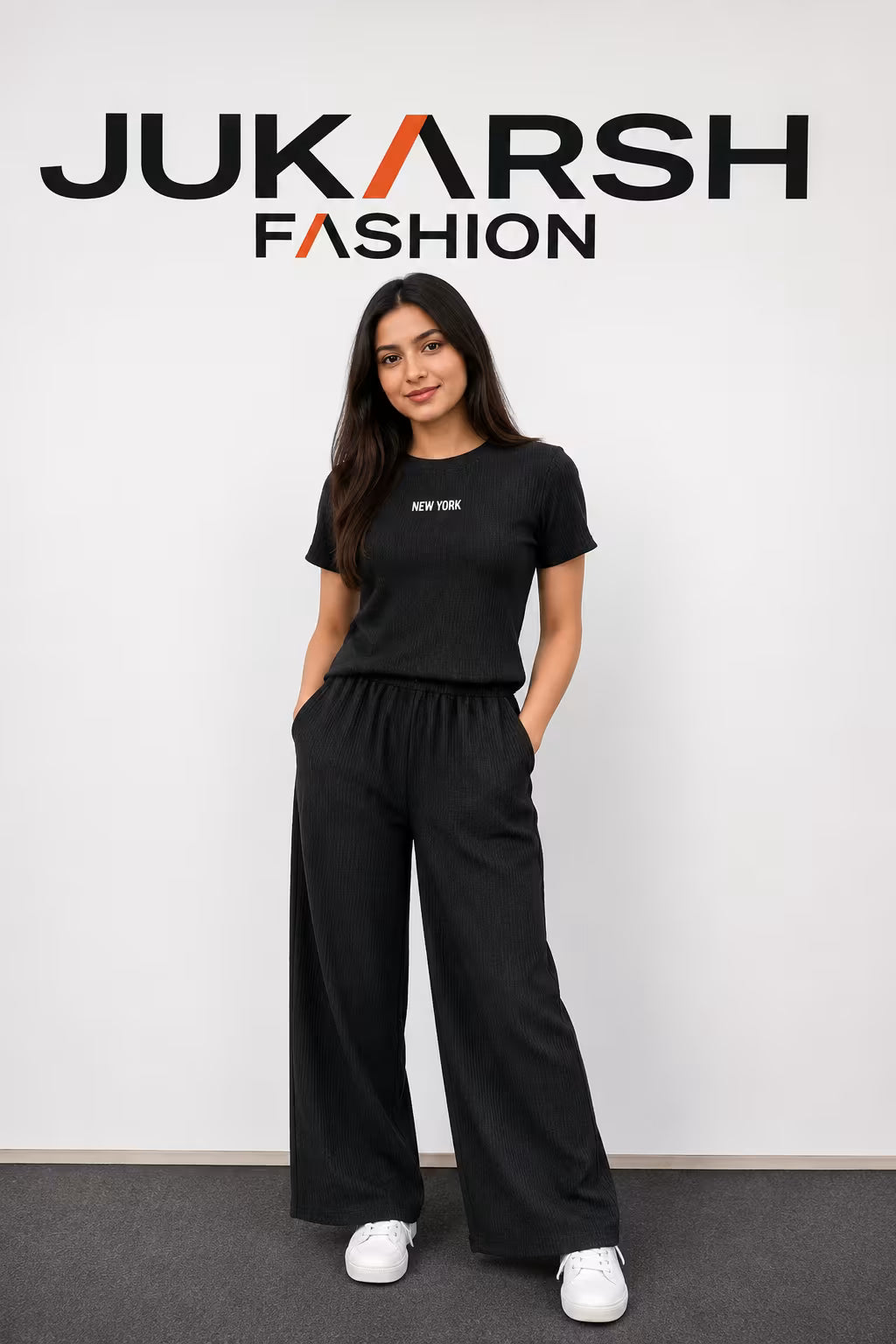 Ribbed black Co-Ord Set for Girls Wear, Perfect Airport Coord Set for Stylish Travel