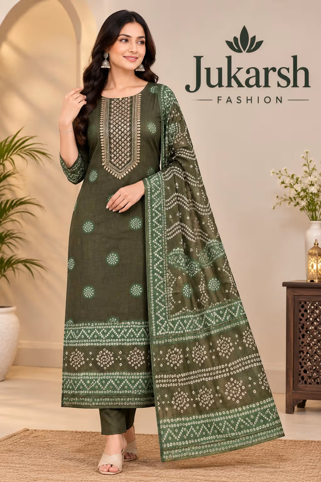 Modal Print Unstitched Suit Set with Rayon Bottom & Printed Dupatta | Women's Ethnic Dress Material