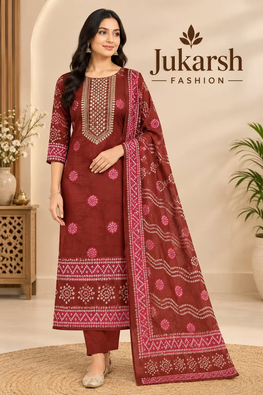 Modal Print Unstitched Suit Set with Rayon Bottom & Printed Dupatta | Women's Ethnic Dress Material