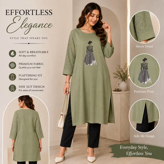 Women's Long Top with Eyelet Sleeves | Jukarsh Fashion 9XL
