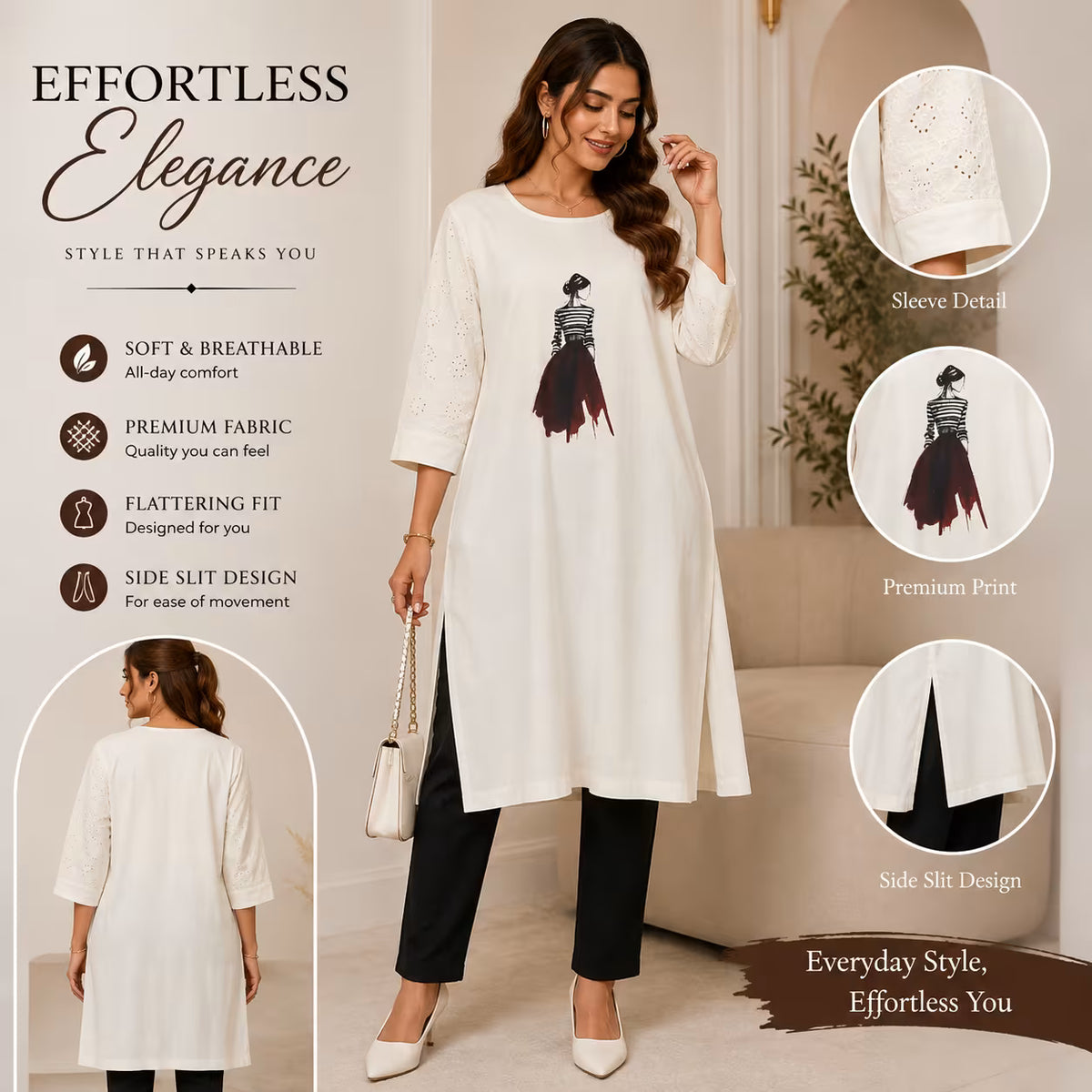 Women's Long Top with Eyelet Sleeves | Jukarsh Fashion 9XL