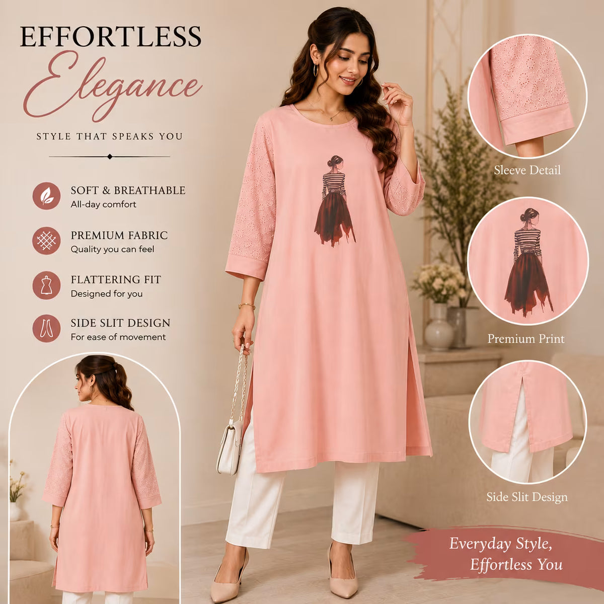 Women's Long Top with Eyelet Sleeves | Jukarsh Fashion 9XL