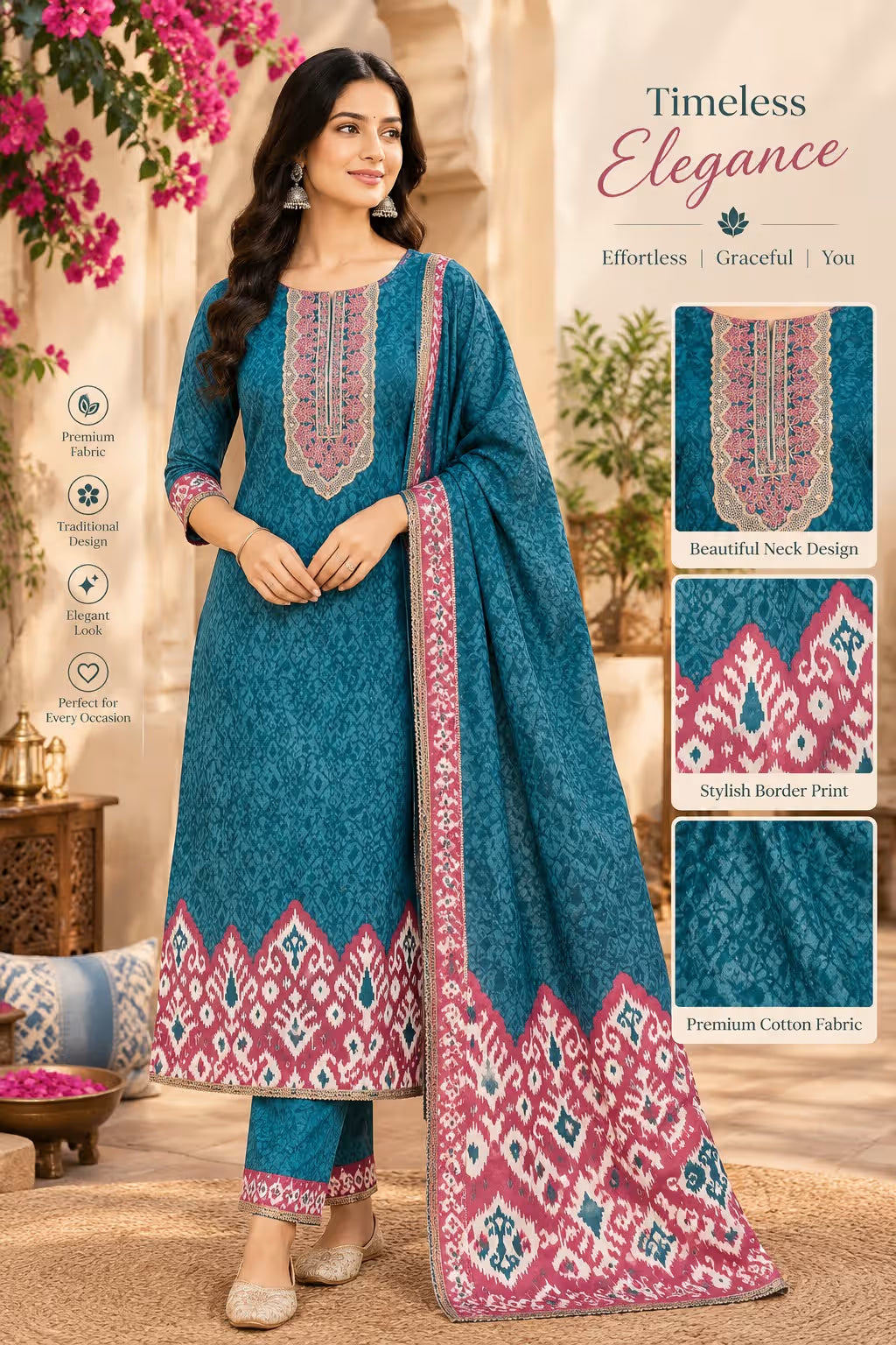 Women's Gaji Silk Printed Suit Fabric Set