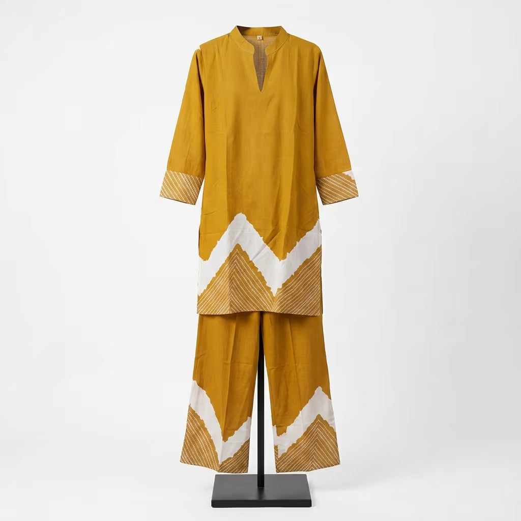 Chevron Printed Cotton Kurta & Pant Co-Ord Set