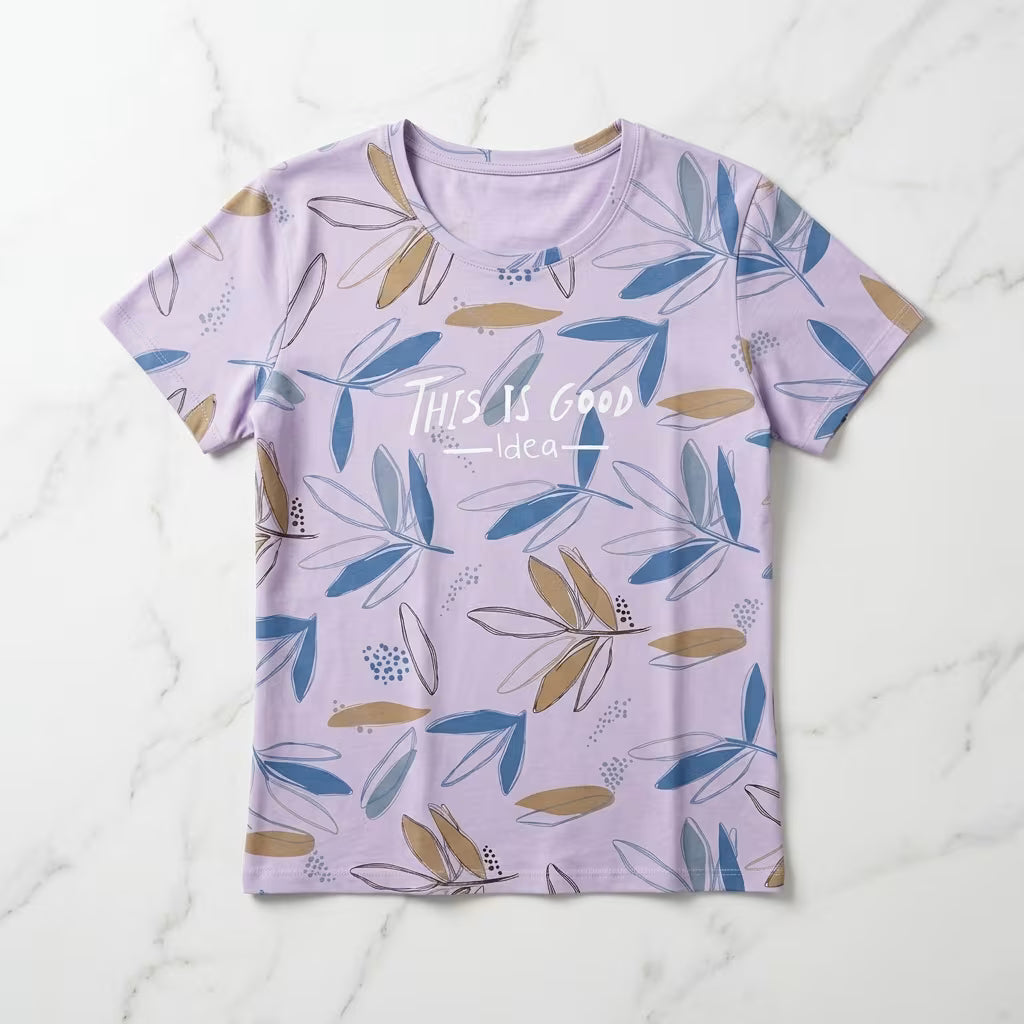 Women's Printed Cotton Blend Casual T-Shirt Top