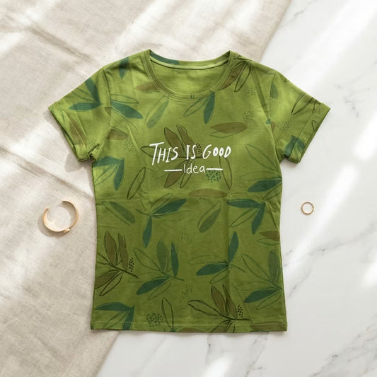 Women's Printed Cotton Blend Casual T-Shirt Top